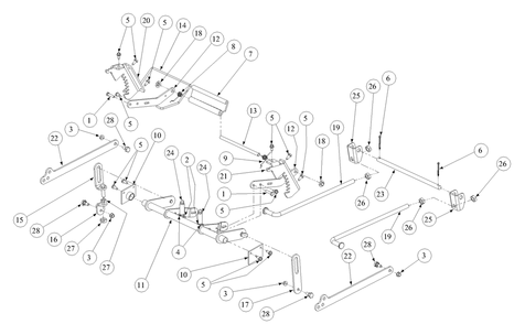 Lift Assembly Diagram and Parts List for Z-FORCE42 53AA5A5G710 Cub Cadet Lawn Tractor